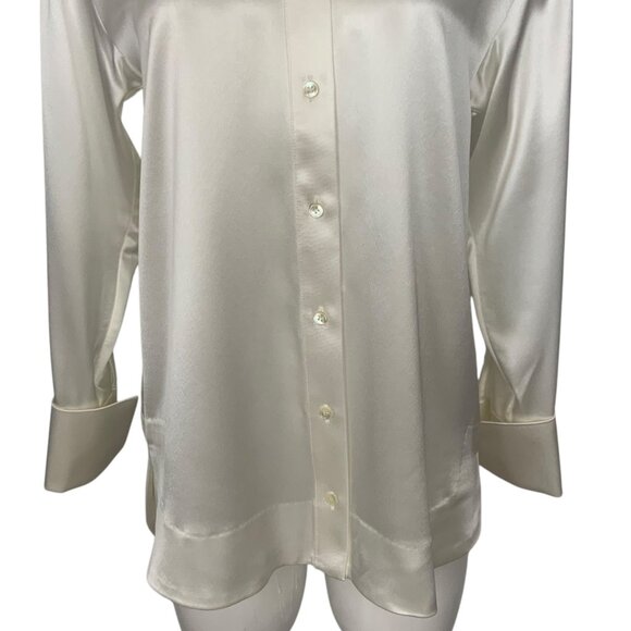 SER.O.YA Zucker Shirt Blouse XS Long Sleeve Button Front French Cuff Relaxed Fit - Picture 10 of 12